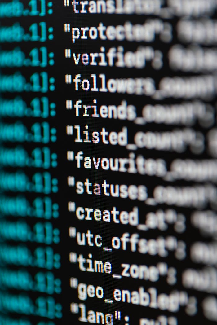 services-02 Extreme close-up of computer code displaying various programming terms and elements.